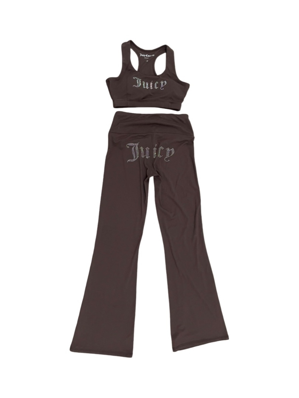 Juicy Couture Brown Logo Yoga Pants & Sports Bra Set